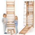 Wooden Swedish Wall / Climbing ladder for Children + Swing Set + Slide Board + Art Add-on Goodevas B2B