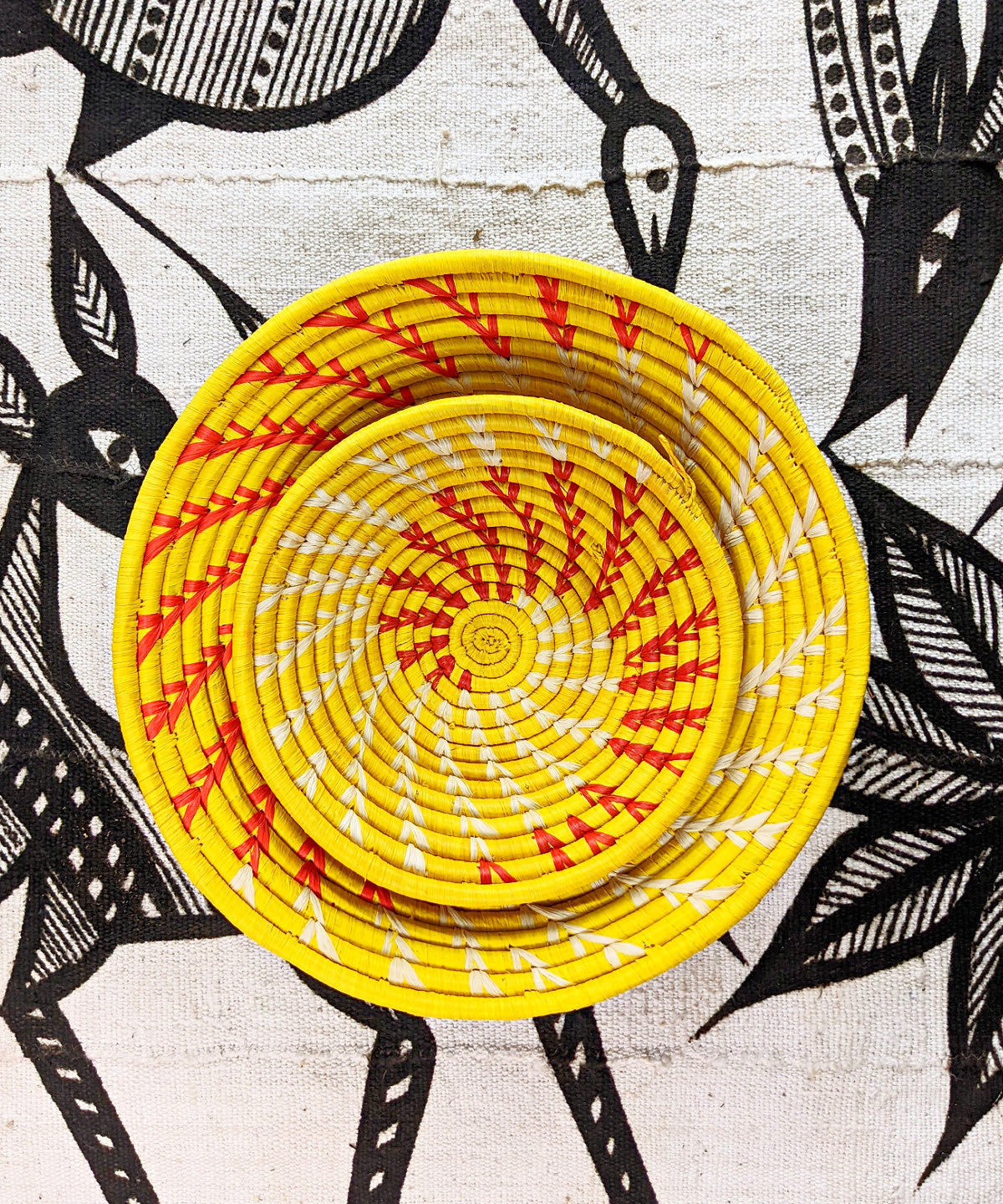 Large Yellow Woven African Basket Reflektion Design