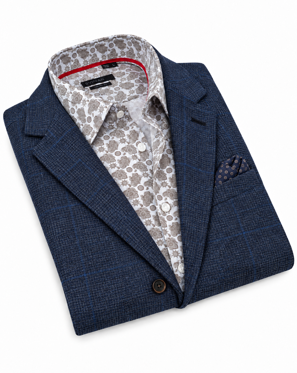 Lt Brown Paisley Shirt // Contemporary Fit - contrast  trimming- final sale LEVINAS® Official