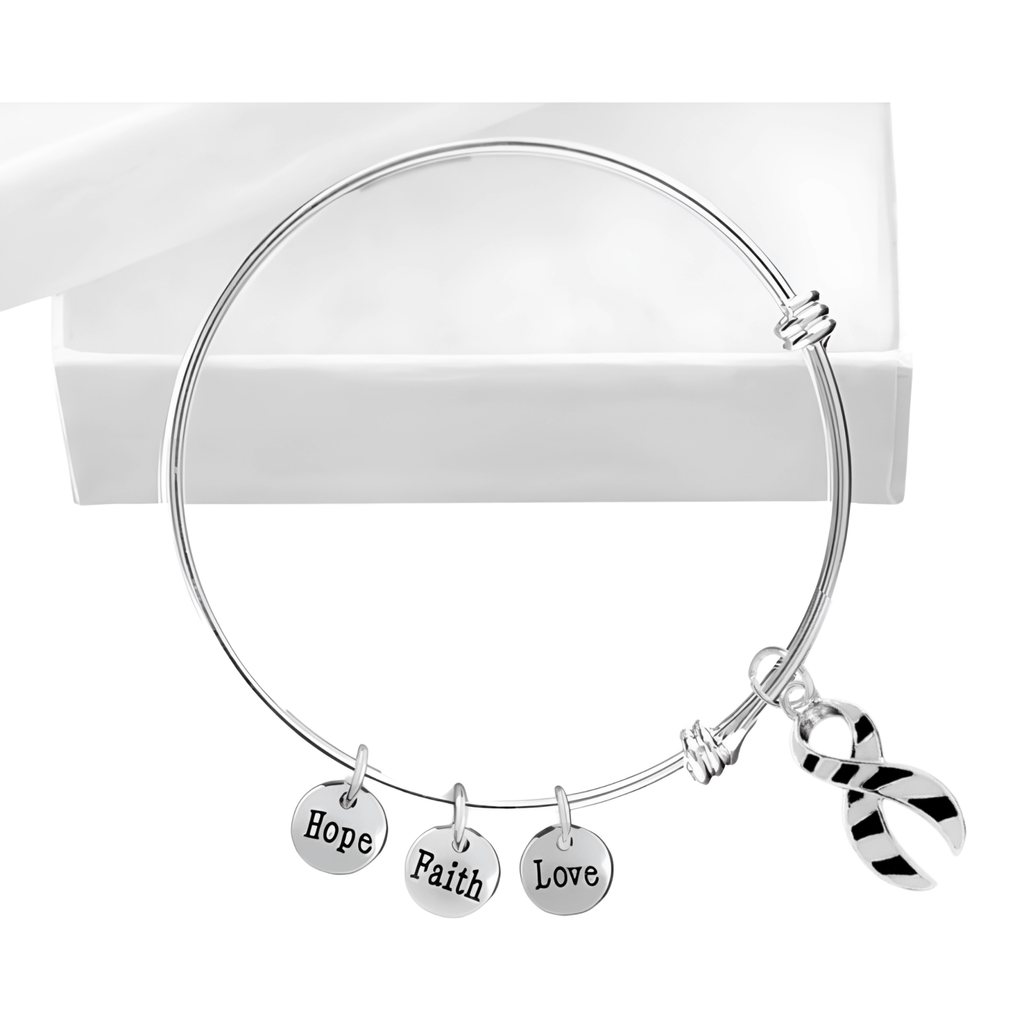 Zebra Print Ribbon Awareness Charm Retractable Bracelets The Awareness Company