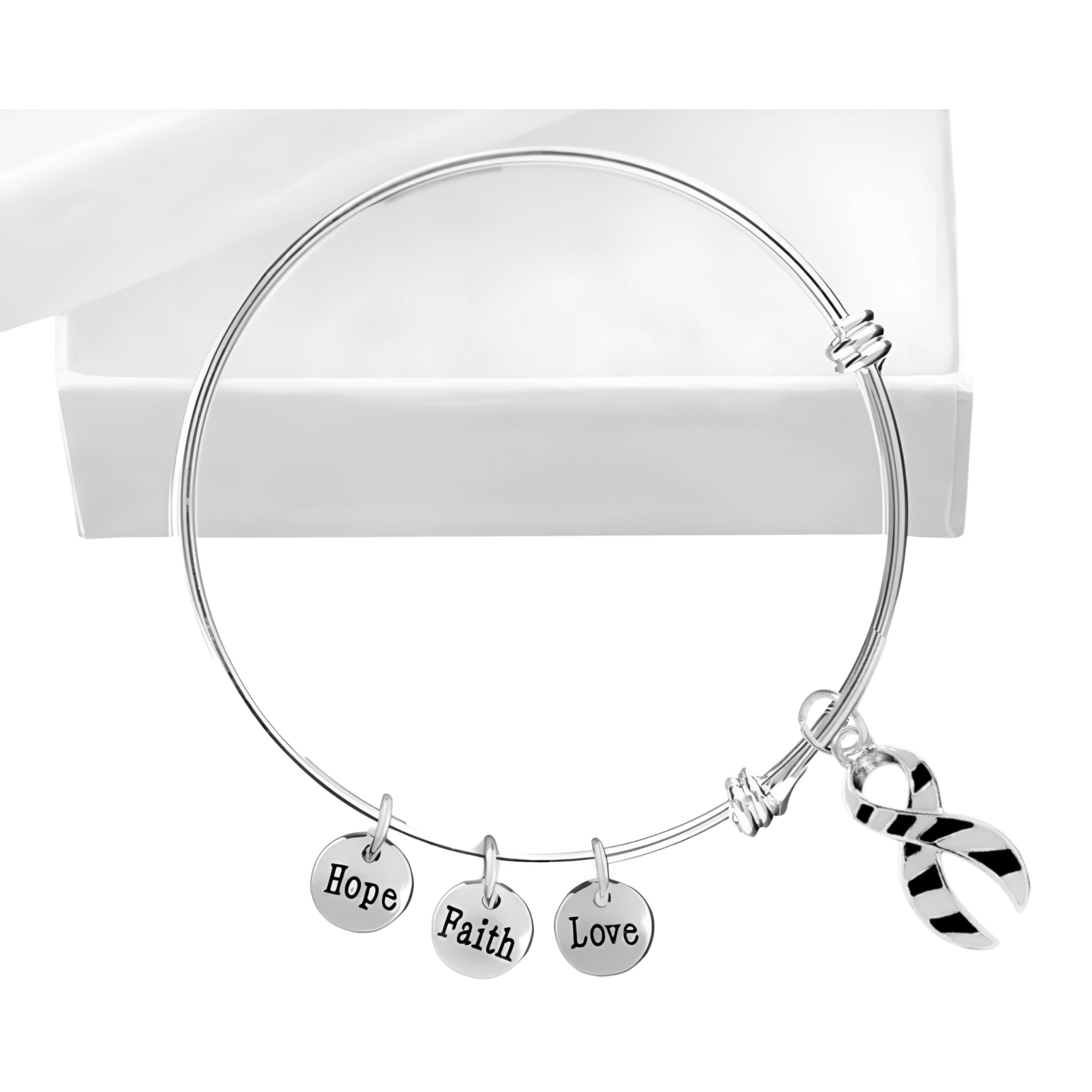 Zebra Print Ribbon Awareness Charm Retractable Bracelets The Awareness Company