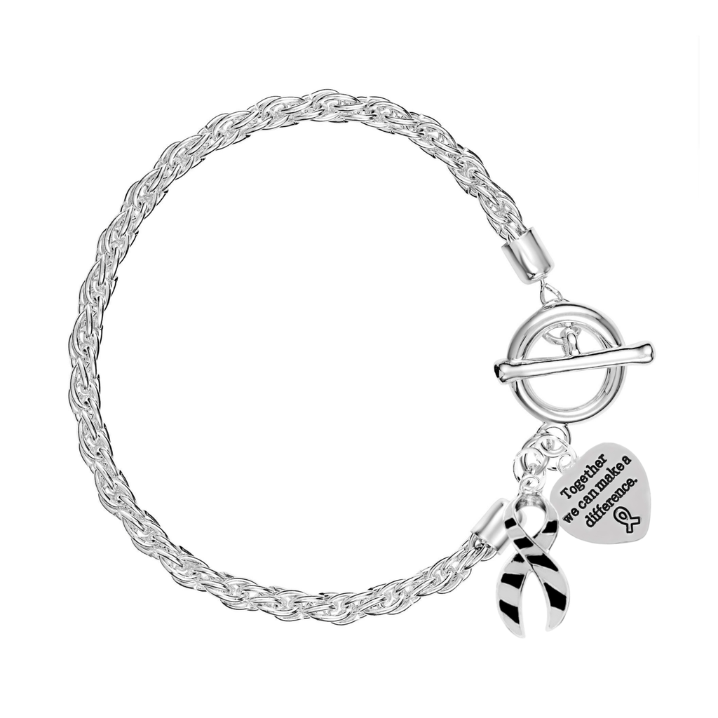 Zebra Print Ribbon Awareness Charm Silver Rope Bracelets The Awareness Company