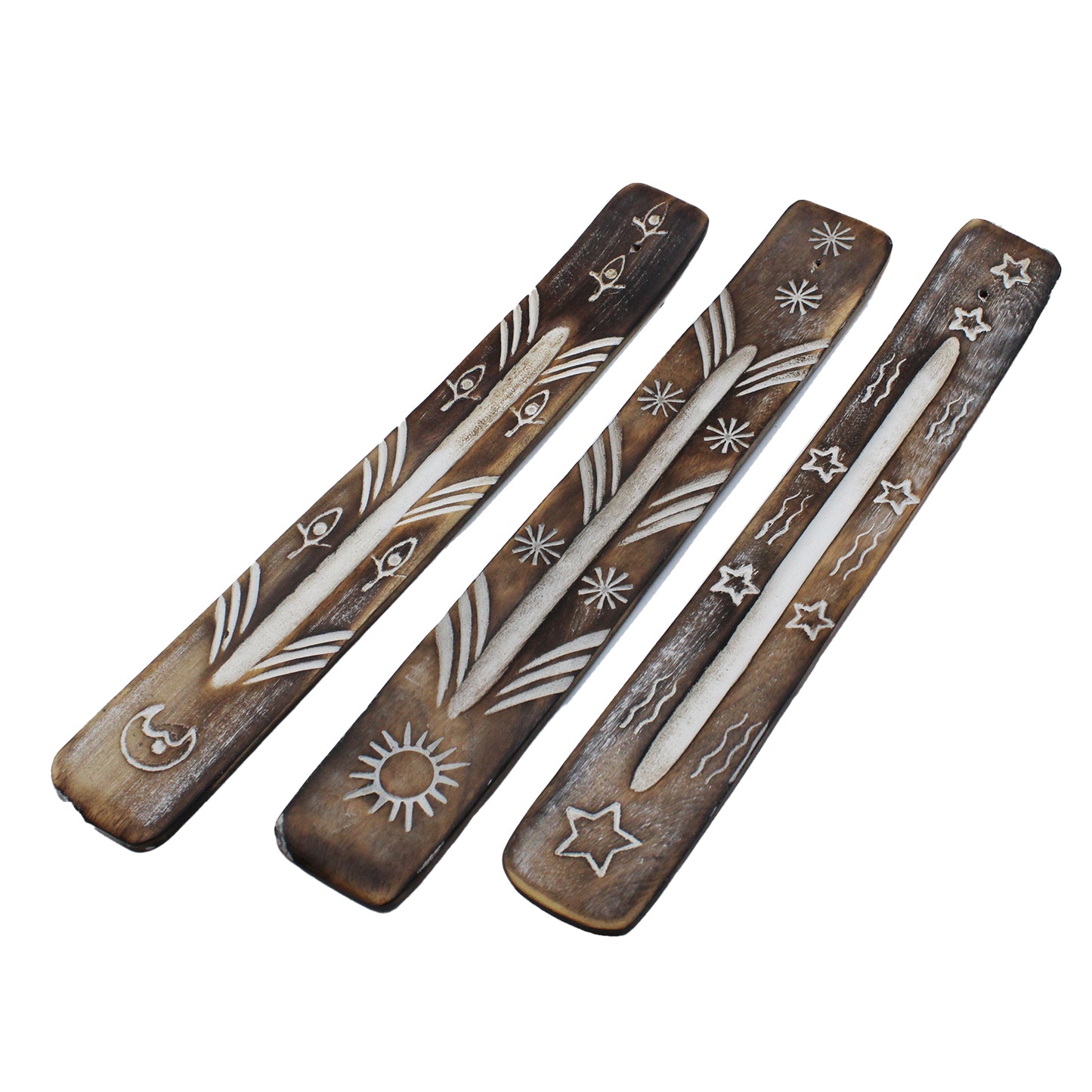 White Washed Incense Holder - Simple (4 Sets)