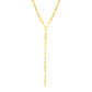 14k Yellow Gold Paperclip Chain Lariat Necklace