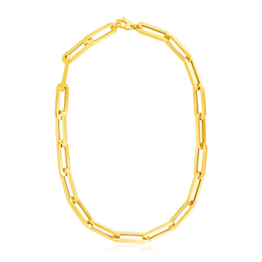 14k Yellow Gold Extra Wide Paperclip Chain Necklace