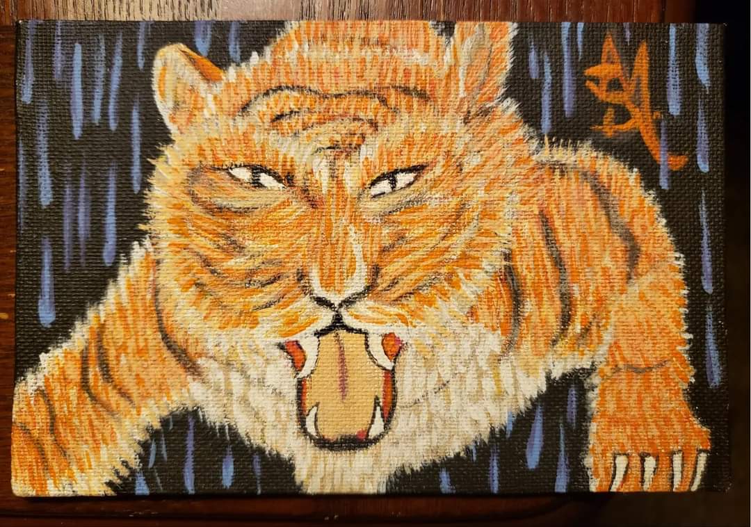 Tiger in the Rain by A.D.M. (Original painting on Canvas)