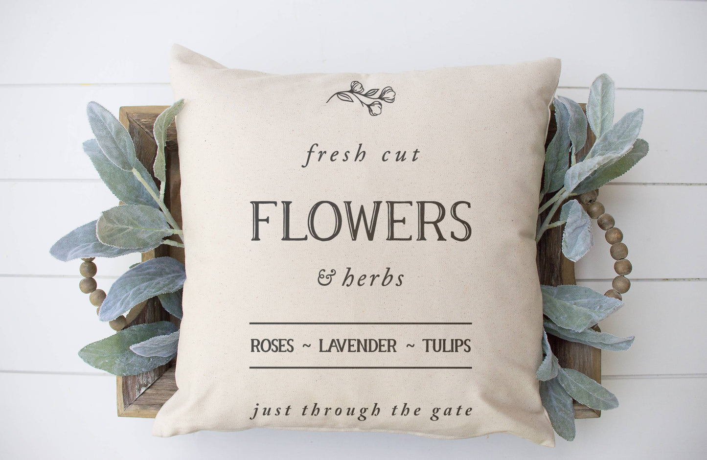 Fresh Cut Flowers and Herbs Pillow Cover