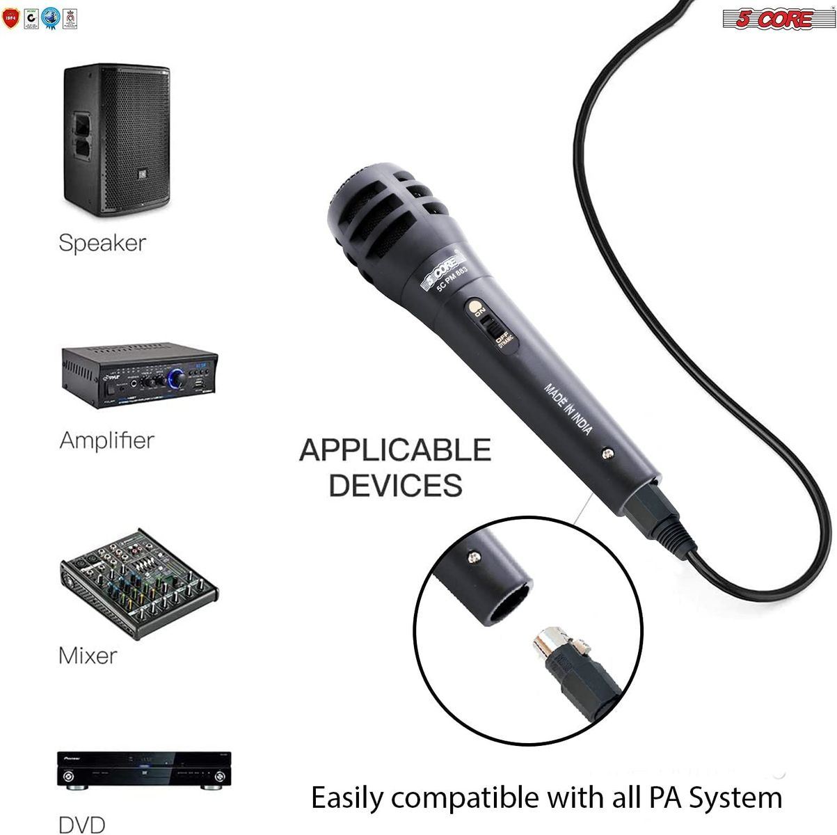 5 Core Professional Microphone Audio Dynamic Cardiod Karaoke