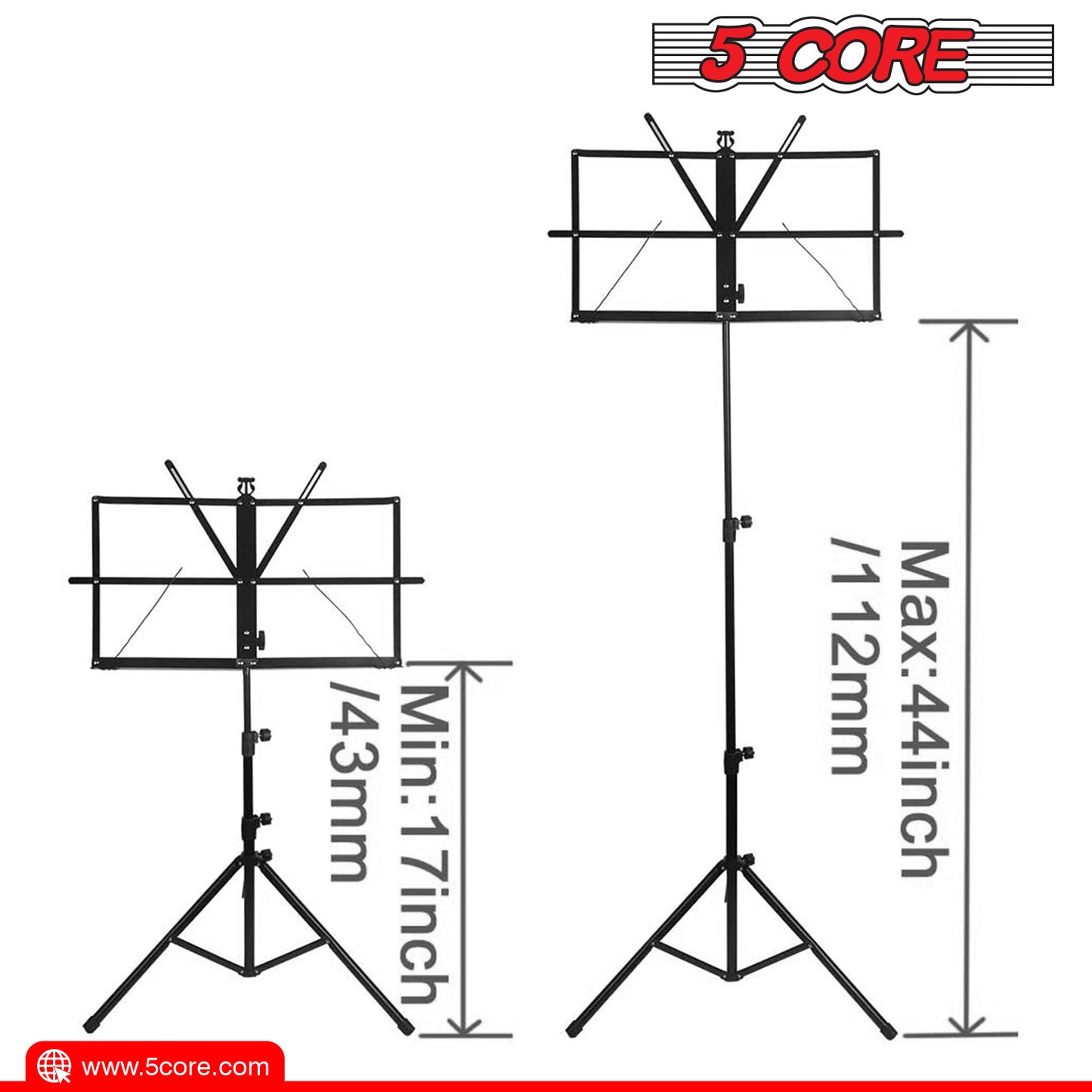 5 Core Music Stand for Sheet Music Folding Portable Stands Light Weight Book Clip Holder Music Accessories and Travel Carry Bag MUS FLD