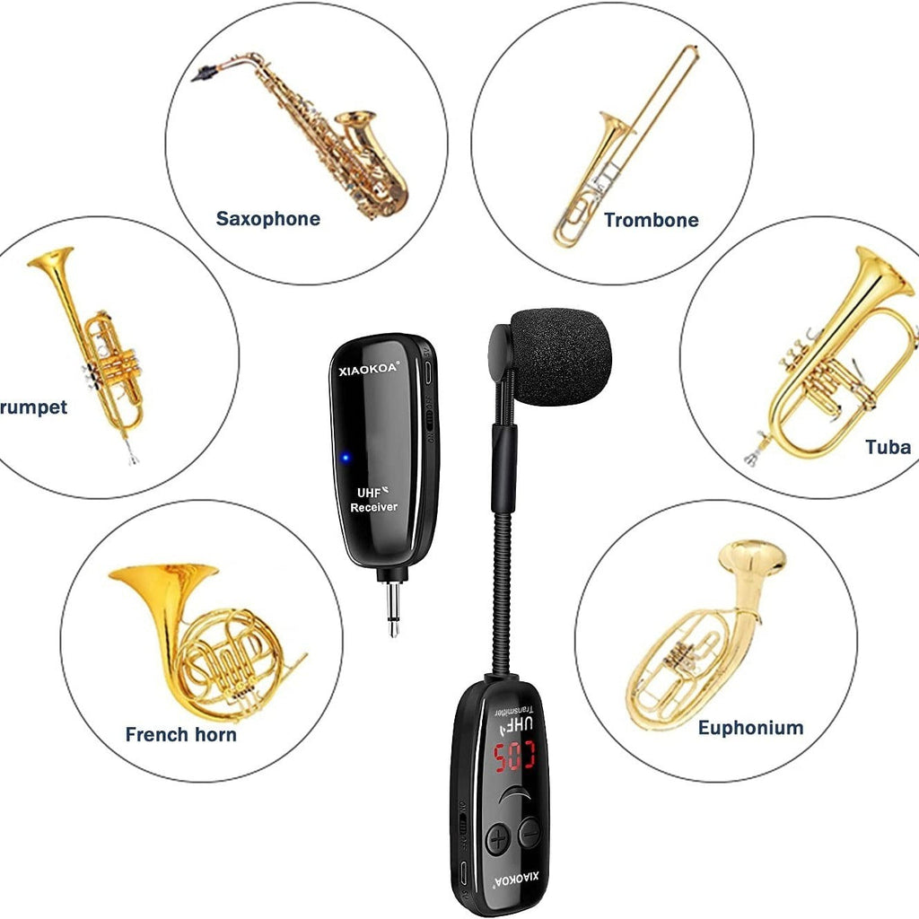 UHF Wireless Instruments Microphone; Saxophone Receiver And Transmitter For Trumpets Clarinet Cello (Copy) Doba