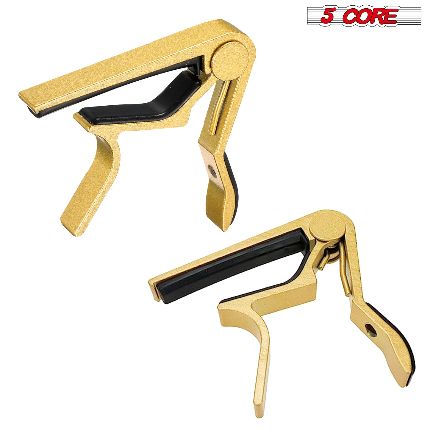 5 Core Guitar Capo Combo 4 Pcs| Premium Aluminum Capos for Guitars, Ukulele, Banjo, Mandolin, Bass| Superior Build Quality| Professional Musical Instrument Blue, Red, White and Gold- CAPO BRWG 4PCS