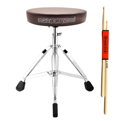 5 Core Premium Universal Drum Throne Height Adjustable Padded Drum Stool Seat Round