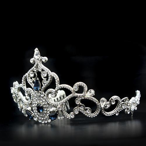 LO2110 - Imitation Rhodium Brass Tiaras & Hair Clip with Top Grade Crystal in Montana