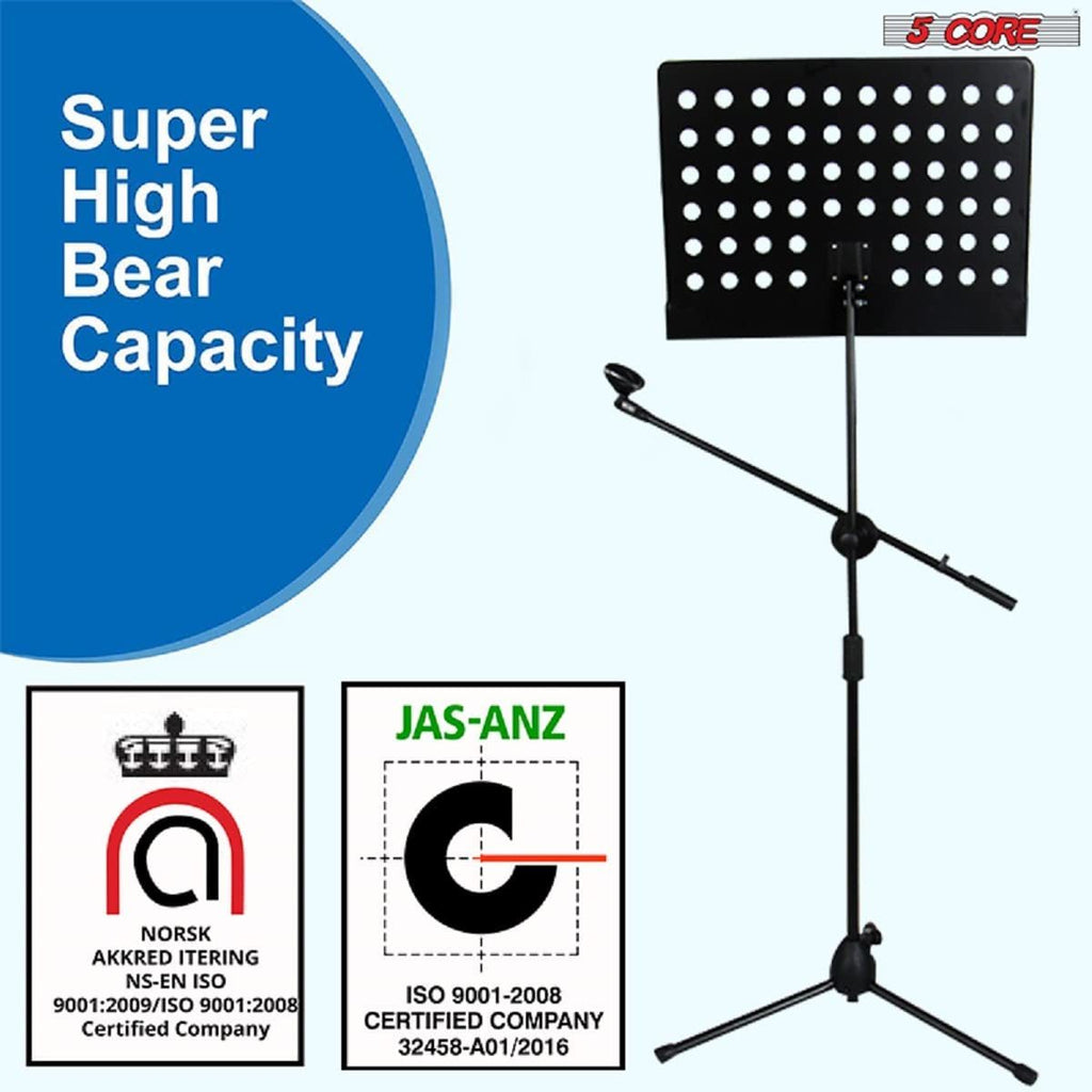 5 Core Sheet Music Stand With Mic Stand Holder - 3 IN 1 Professional Portable Music Stand with Folding Tray;  Detachable Microphone Stand Dual-Use for Sheet Music & Projector Stand MUS MH (Copy) Doba