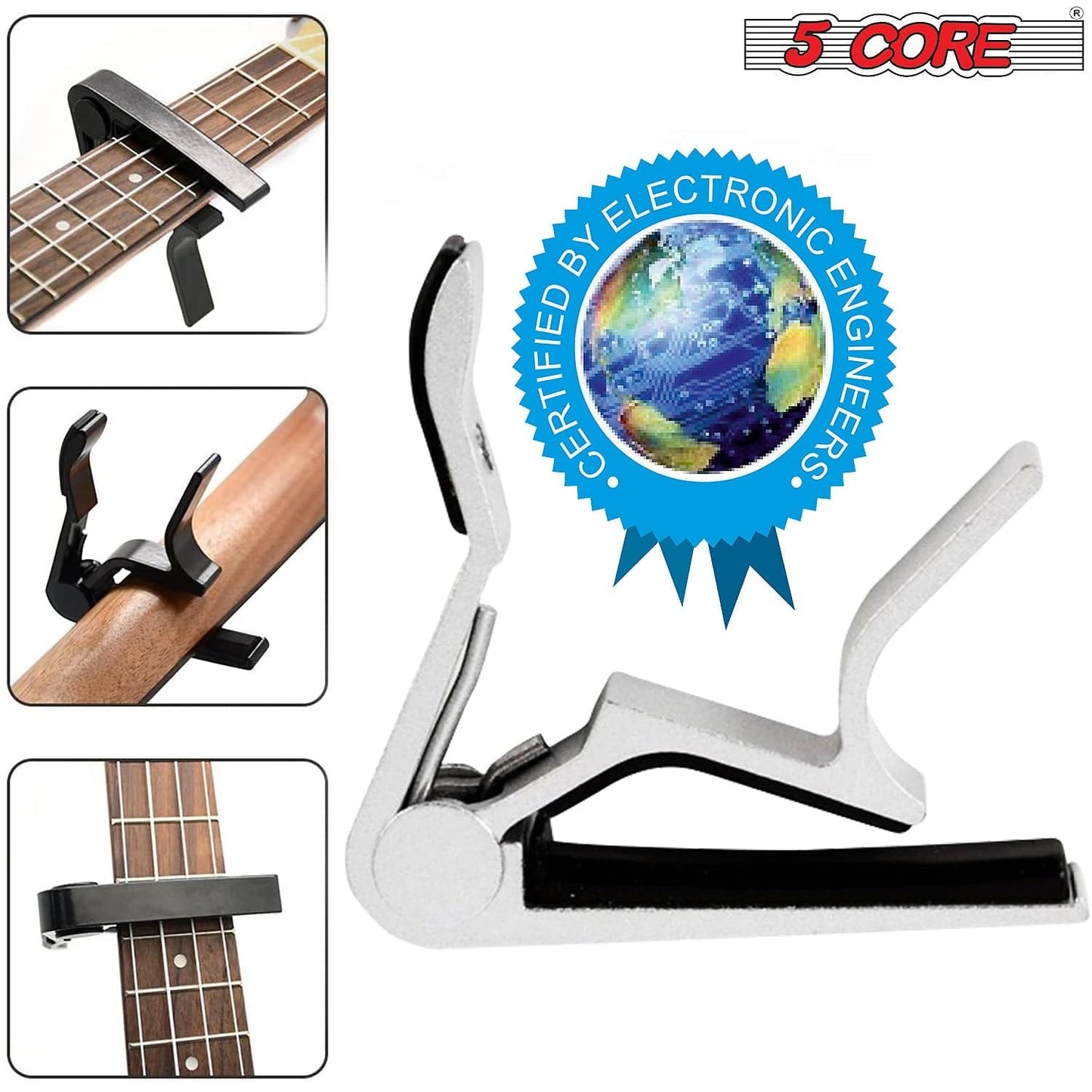 5 Core 2 Pieces Guitar Capo Acoustic Clip Guitar String Instrument Clamp Fret Electric Guitar Accessories Guitar Neck Capos Each CAPO White