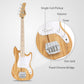 Glarry 4 String 30in Short Scale Thin Body GB Electric Bass Guitar with Bag Strap Connector Wrench Tool Burlywood