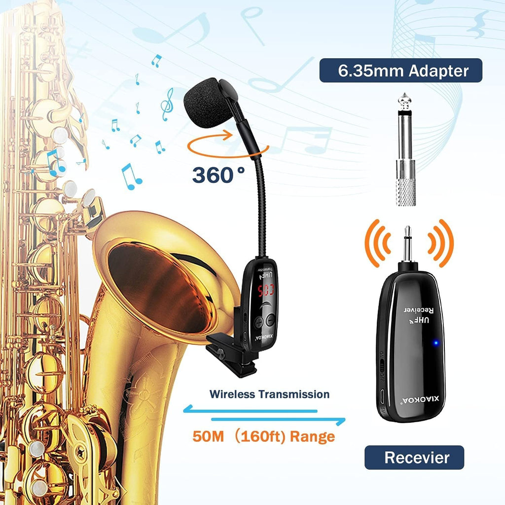 UHF Wireless Instruments Microphone; Saxophone Receiver And Transmitter For Trumpets Clarinet Cello (Copy) Doba