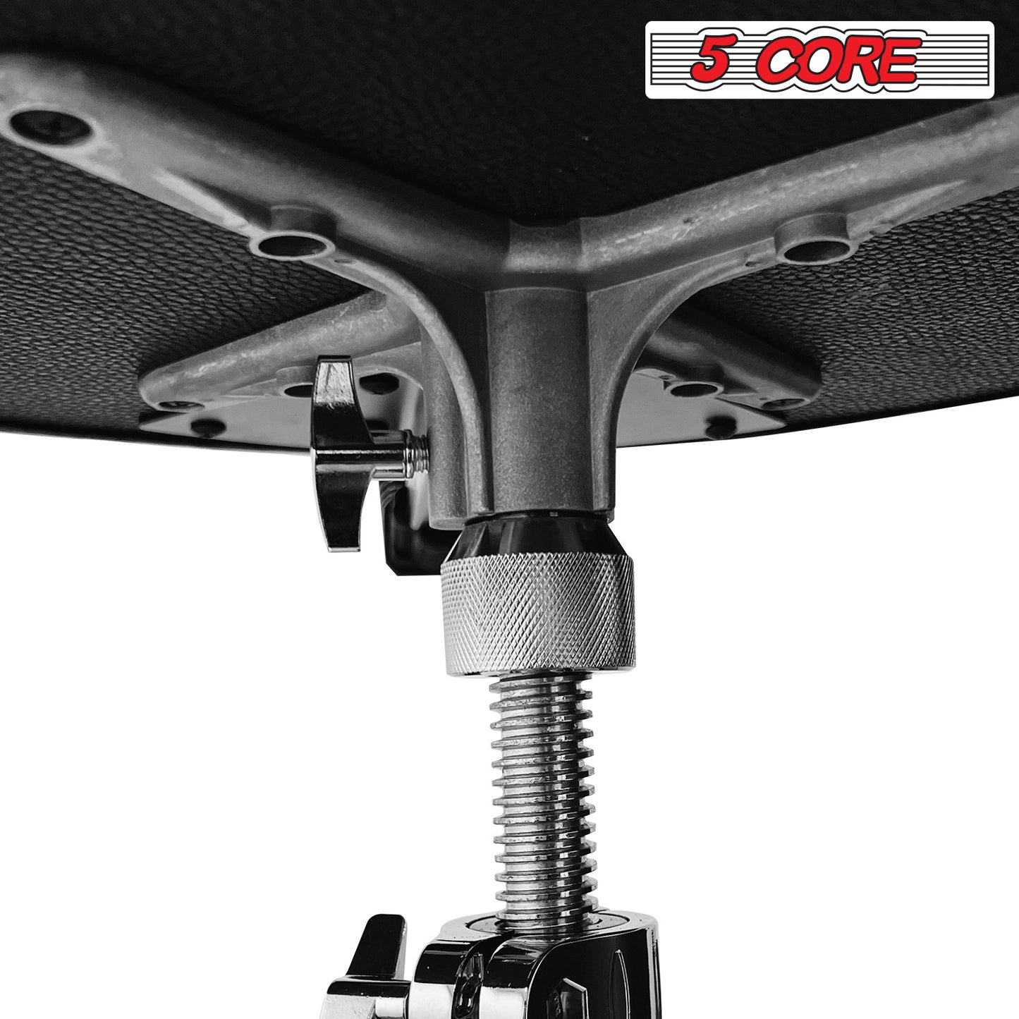 5 Core Drum Throne with Backrest Airlift Chair Height Adjustable Motorcycle Style Heavy Duty Drum Seat with Backrest; Drum Stools with Back Rest for Drummer Adults DS CH BLK REST