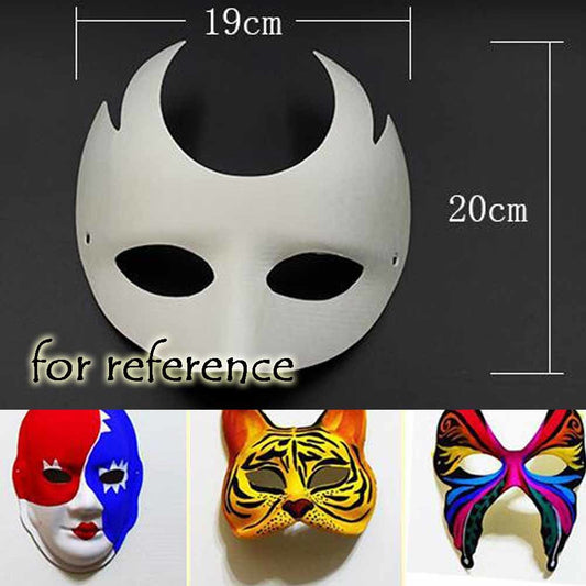 10-Packs White Blank Painting Eye Mask DIY Paper Mask for Halloween Costumes, Double Horn