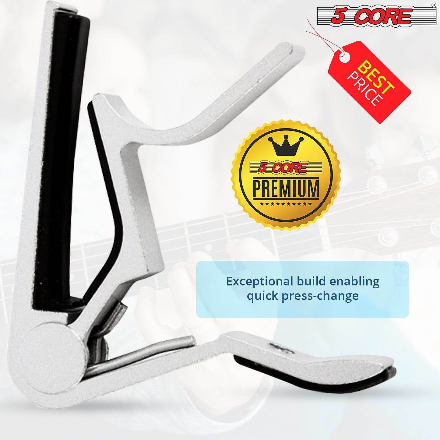 5 Core 2 Pieces Guitar Capo Acoustic Clip Guitar String Instrument Clamp Fret Electric Guitar Accessories Guitar Neck Capos Each CAPO White