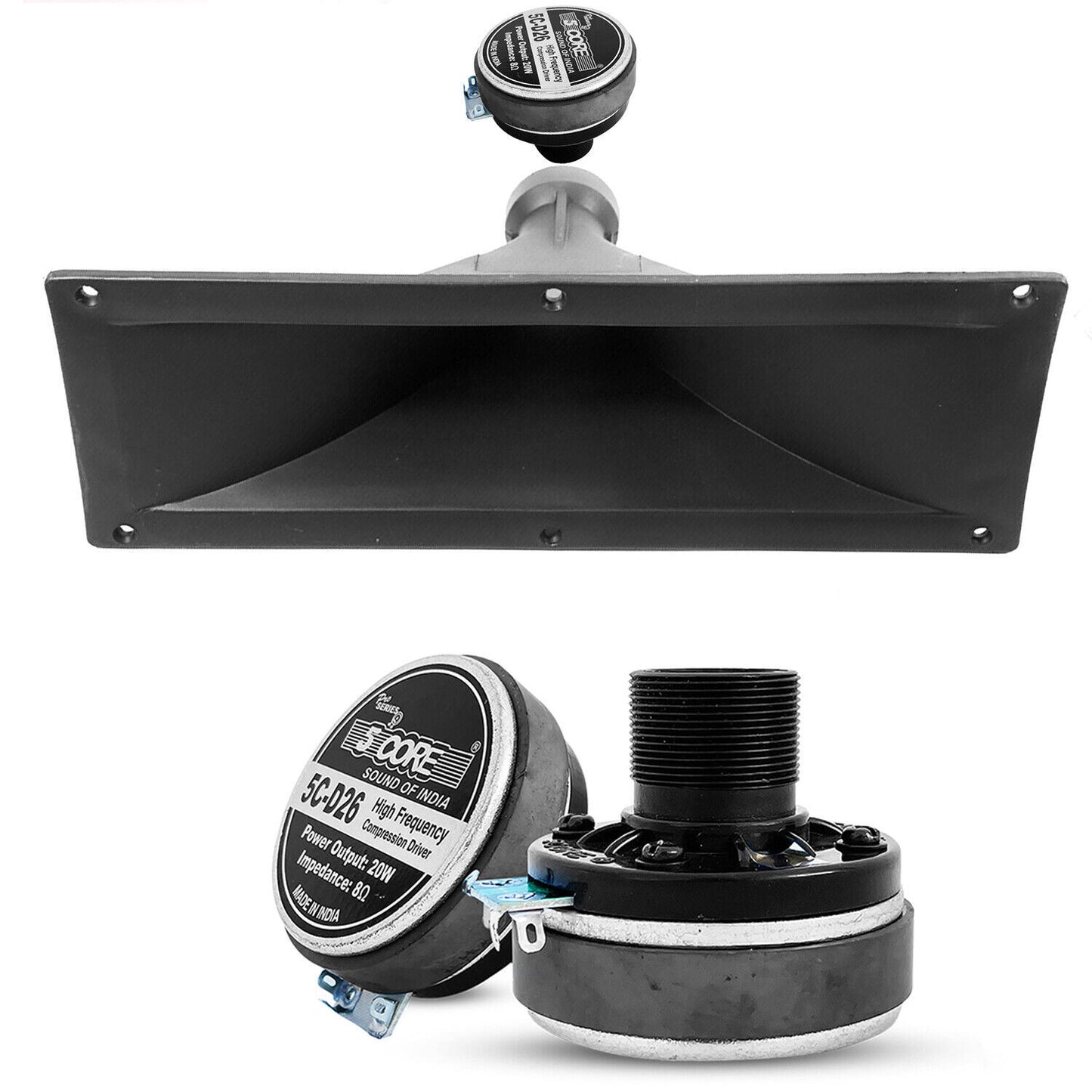 5Core 15x5 Inch Piezo Flush Mount Horn Tweeter w/ Driver Unit Car Pro Speakers HISE 15X5 1PC 5C-D26