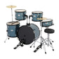 MCH Full Size Adult Drum Set 5-Piece Black with Bass Drum; two Tom Drum; Snare Drum; Floor Tom; 16" Ride Cymbal; 14" Hi-hat Cymbals; Stool; Drum Pedal; Sticks