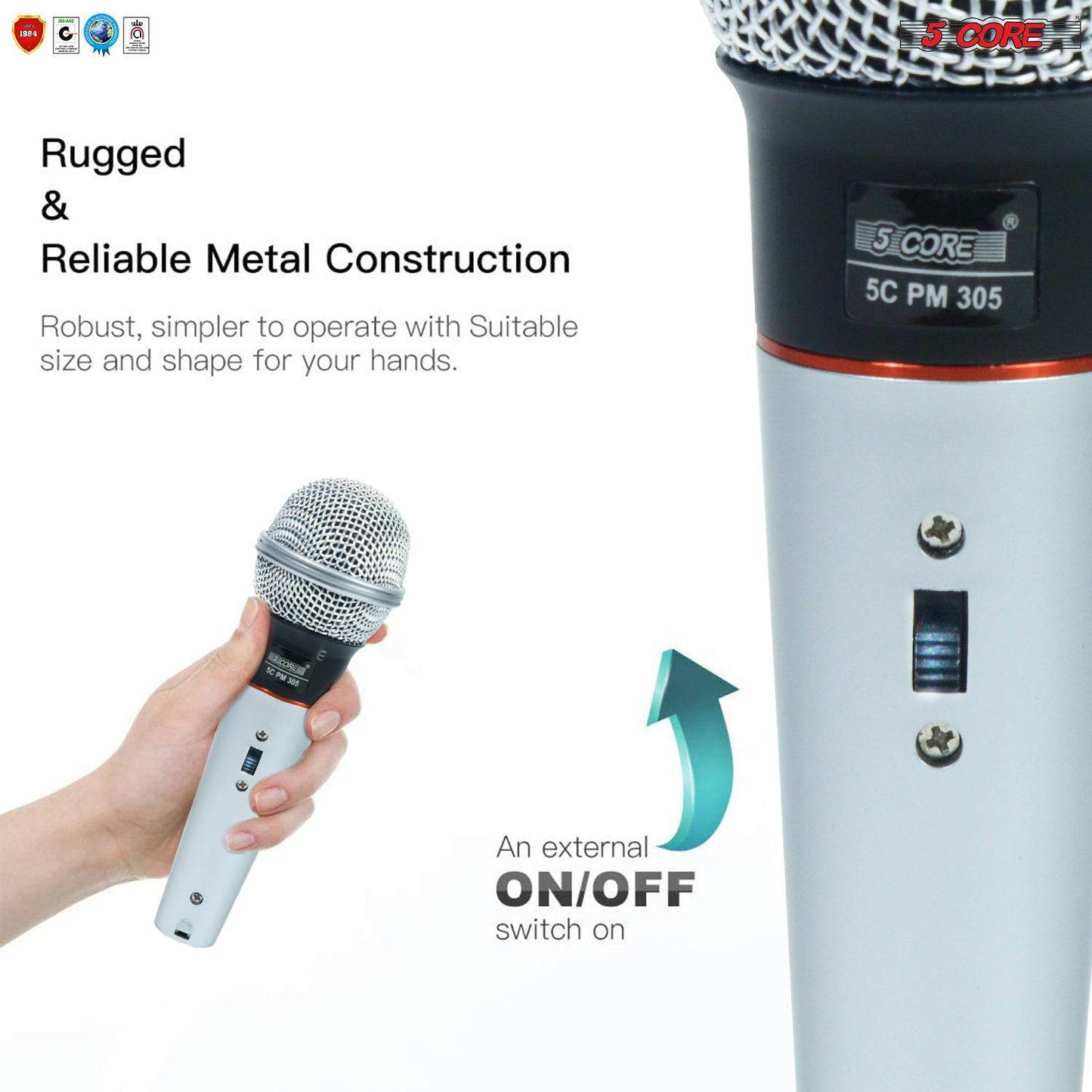 5 Core Professional Microphone Audio Dynamic Cardiod Karaoke Singing Wired Mic Music Recording Karoke Microphone PM305