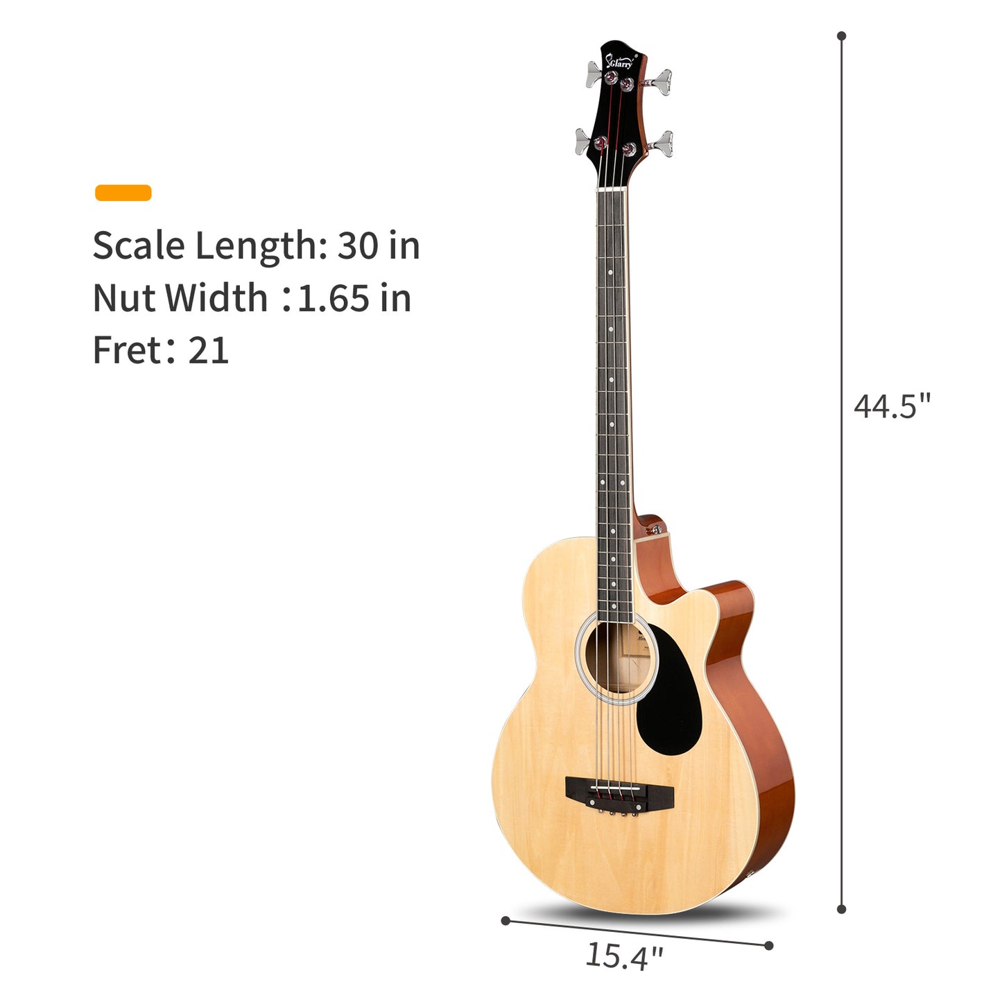 Glarry GMB101 4 string Electric Acoustic Bass Guitar w/ 4-Band Equalizer EQ-7545R Burlywood