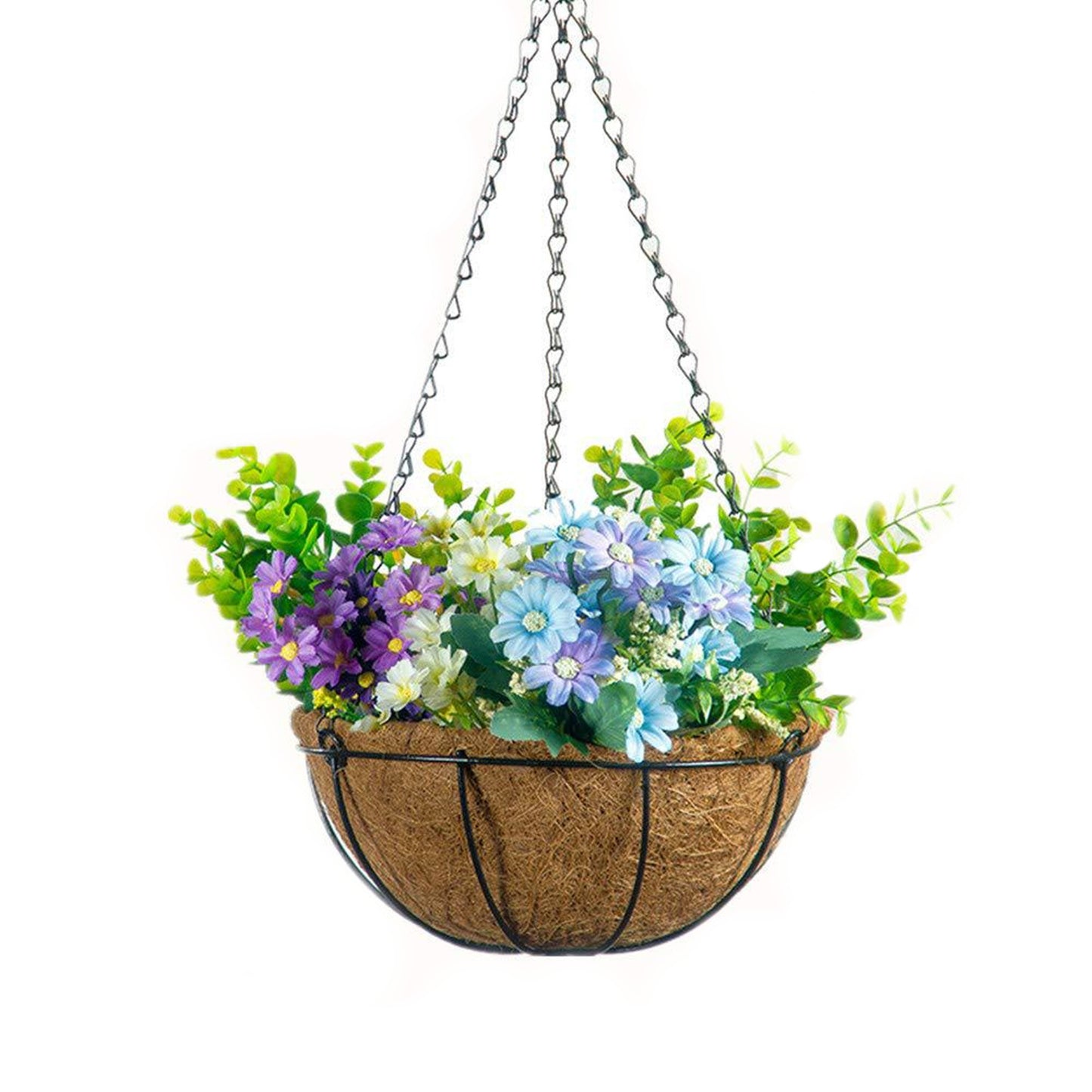 Planter Hangers Flower Plant Pot Metal Hanging Flower Basket with Coconut Coir Liner