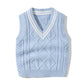 Baby Crochet Knitting Pattern Striped V-Neck Design College Style Sleeveless Vest Sweater