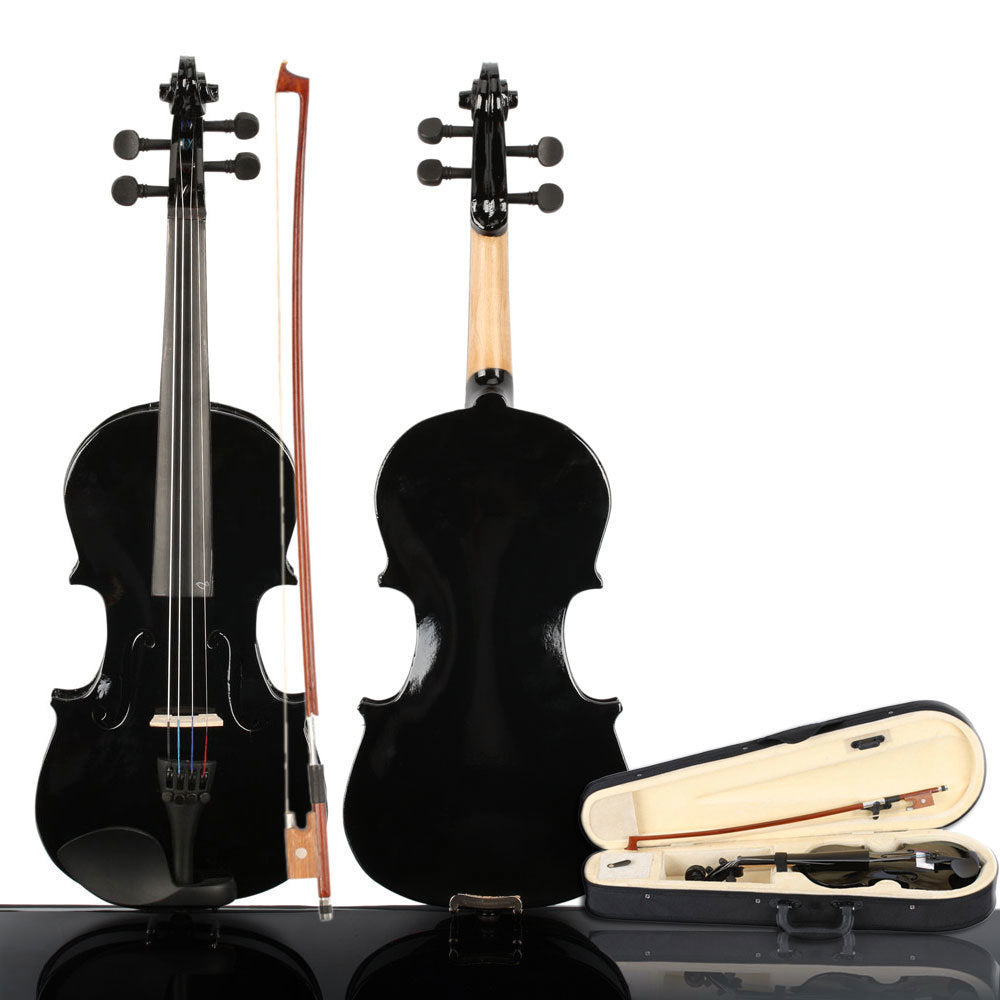 3/4 Acoustic Violin  w/ Case Bow Rosin Black