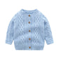 Baby Solid Color Crochet Knitted Pattern Single Breasted Design Sweater Cardigan