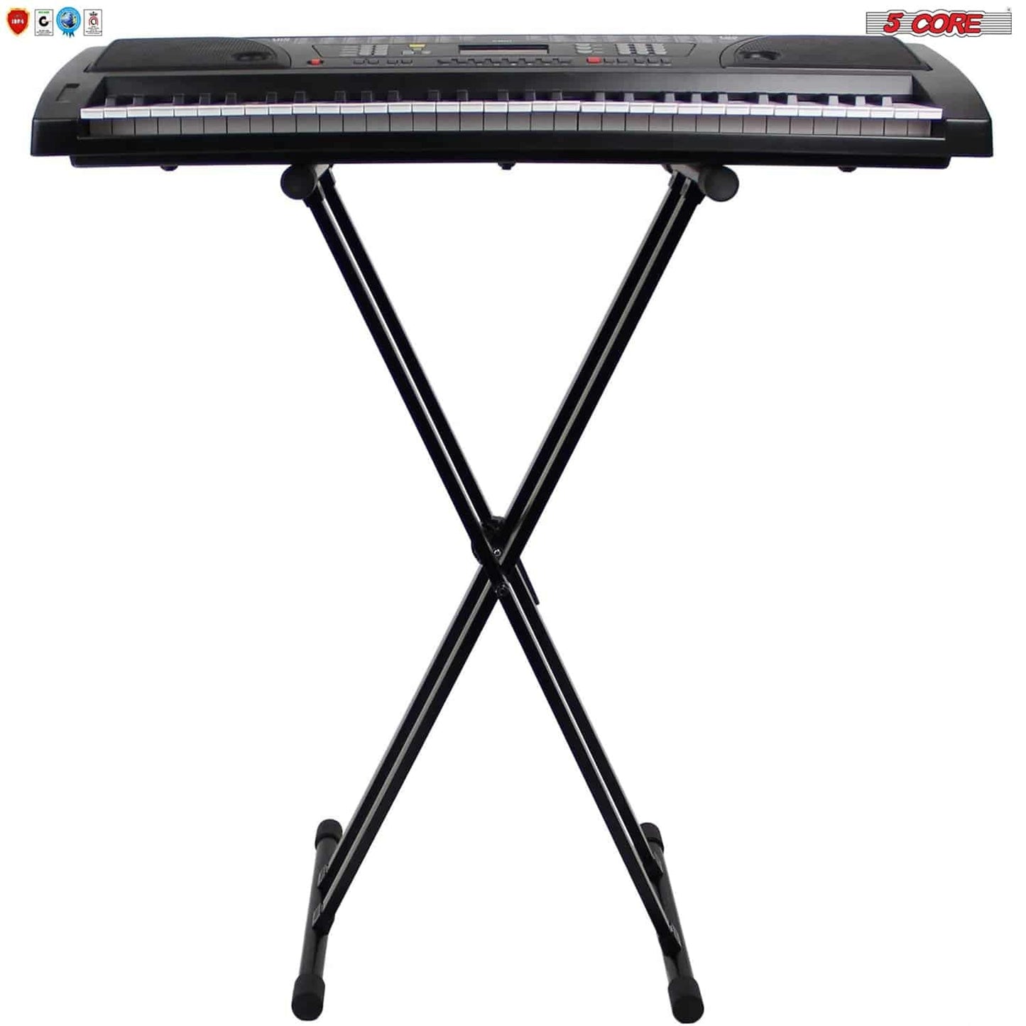 Adjustable Keyboard Stand with Gear Double X Keyboard Stand(Metal) with Locking Straps 5 Core KS 2X GEAR