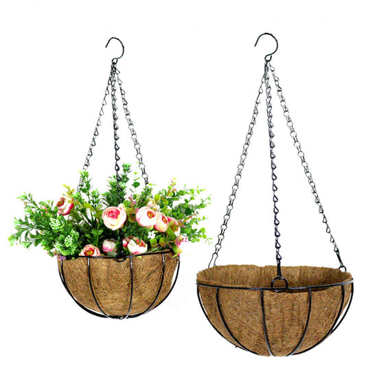 Planter Hangers Flower Plant Pot Metal Hanging Flower Basket with Coconut Coir Liner