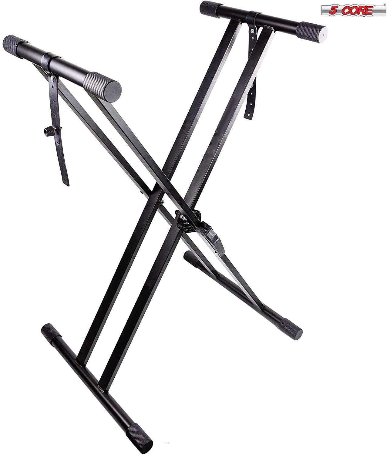 Adjustable Keyboard Stand with Gear Double X Keyboard Stand(Metal) with Locking Straps 5 Core KS 2X GEAR