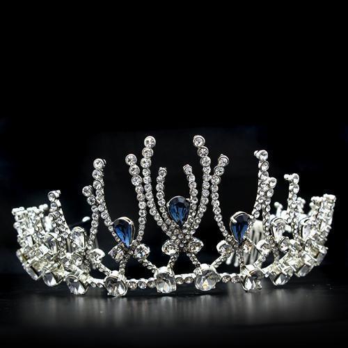 LO2107 - Imitation Rhodium Brass Tiaras & Hair Clip with Top Grade Crystal in Montana