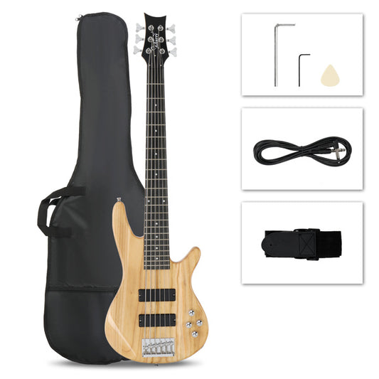 Glarry Full Size GIB 6 String H-H Pickup Electric Bass Guitar Bag