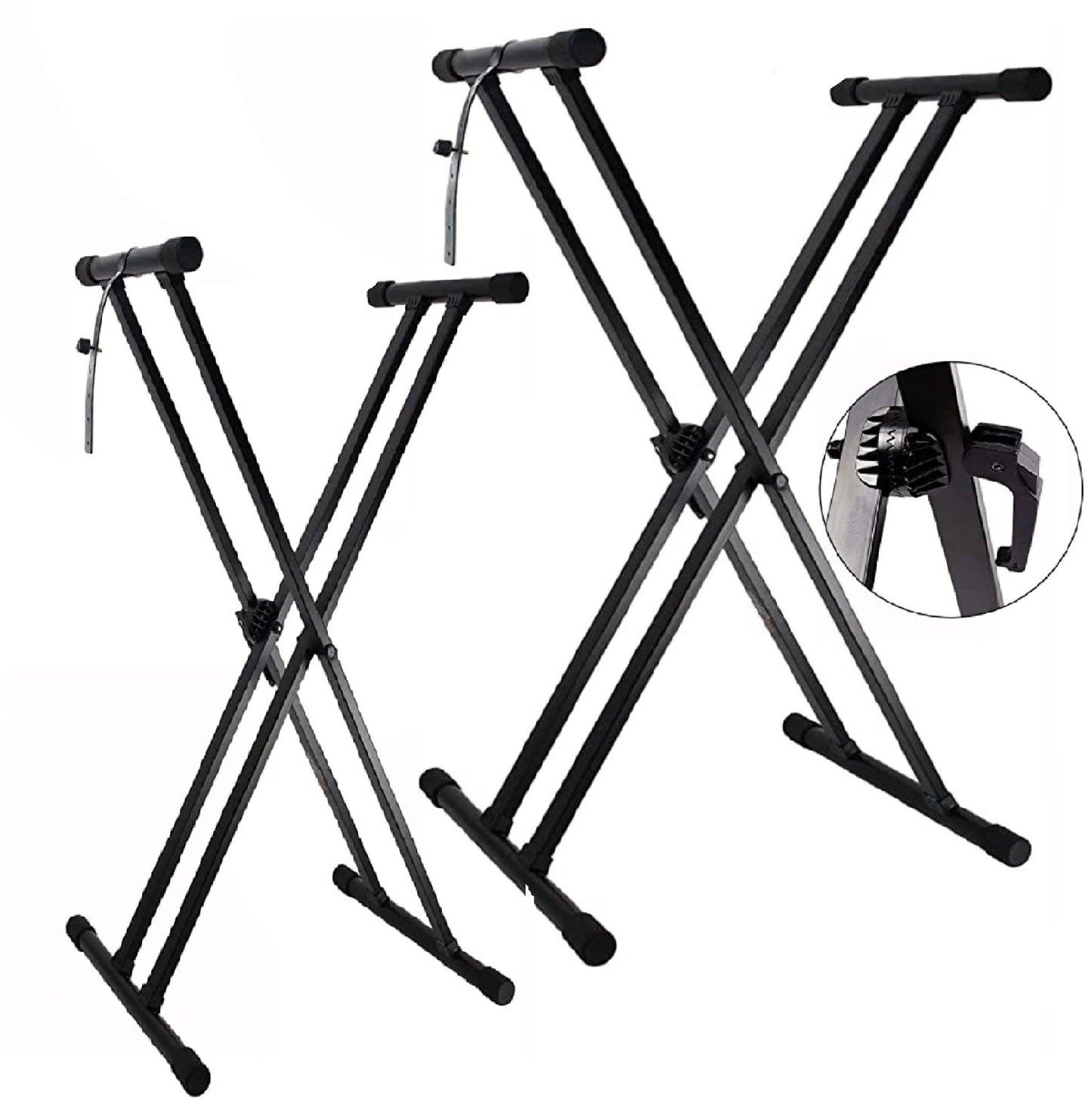 Adjustable Keyboard Stand with Gear Double X Keyboard Stand(Metal) with Locking Straps 5 Core KS 2X GEAR