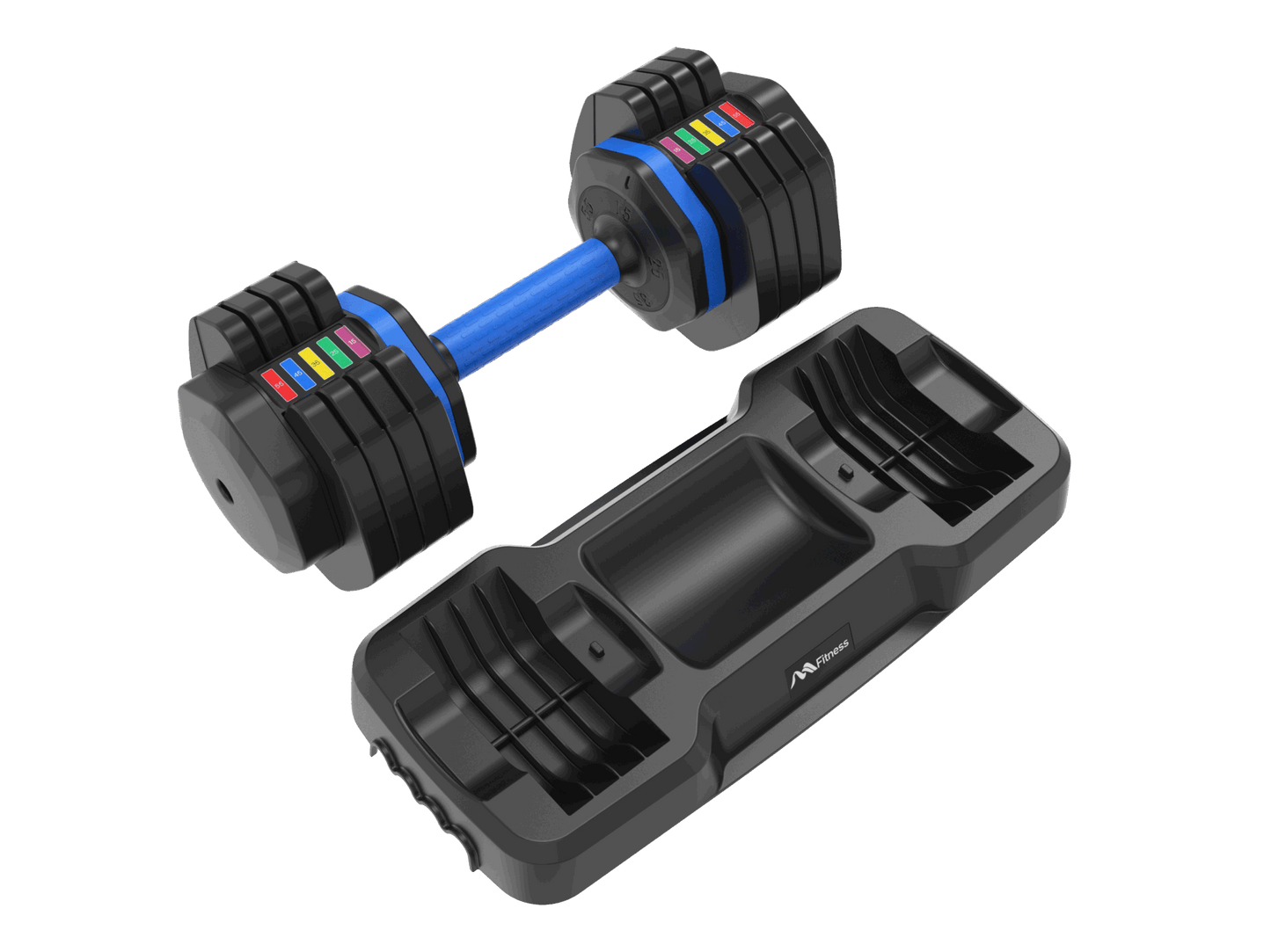 Adjustable Dumbbell - 55lb Single Dumbbell with Anti-Slip Handle; Fast Adjust Weight by Turning Handle with Tray; Exercise Fitness Dumbbell Suitable for Full Body Workout