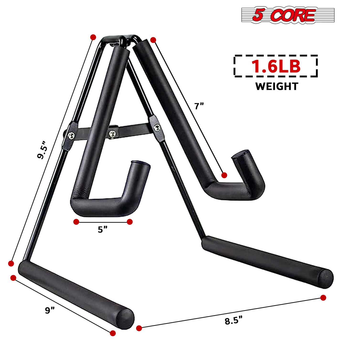 5 Core Ukulele Stand Black A-Frame Holder | Lightweight Floor Stand for Uku, Mini Guitar, Banjo, Mandolin, Violin, Black GSS UKU