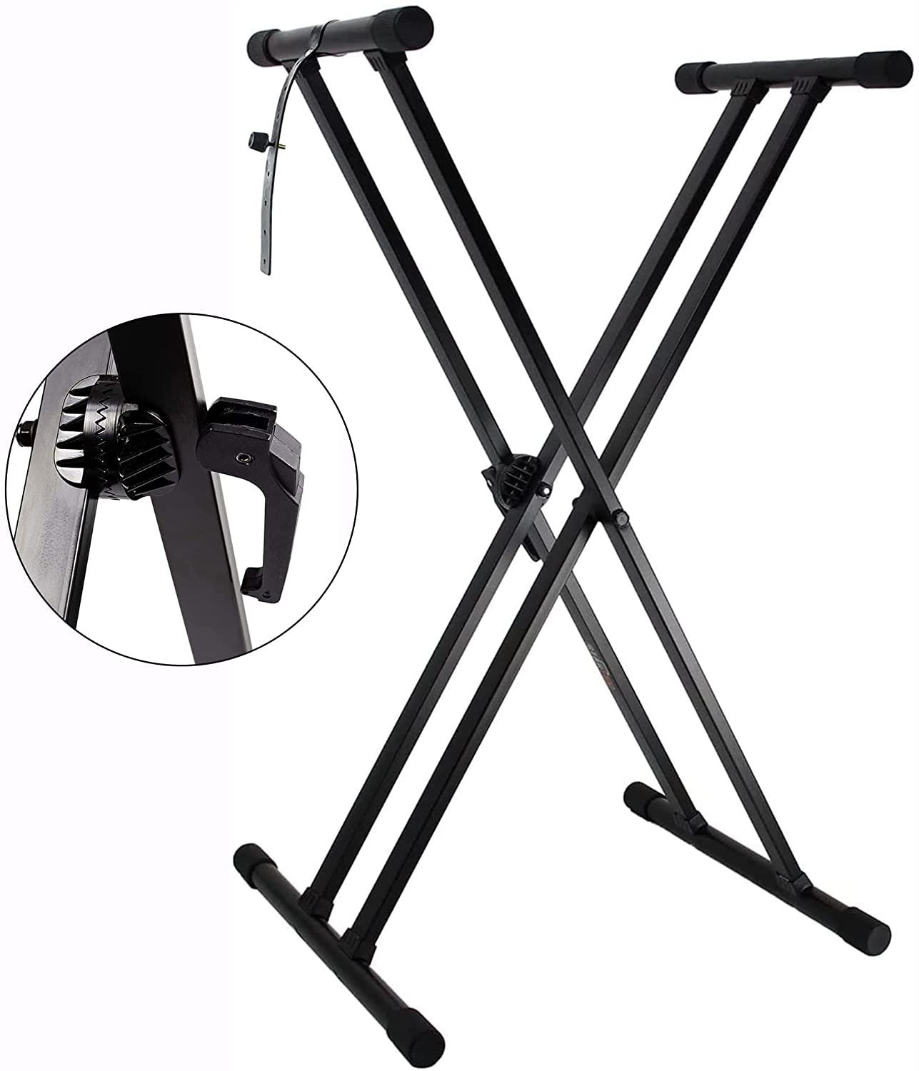 Adjustable Keyboard Stand with Gear Double X Keyboard Stand(Metal) with Locking Straps 5 Core KS 2X GEAR