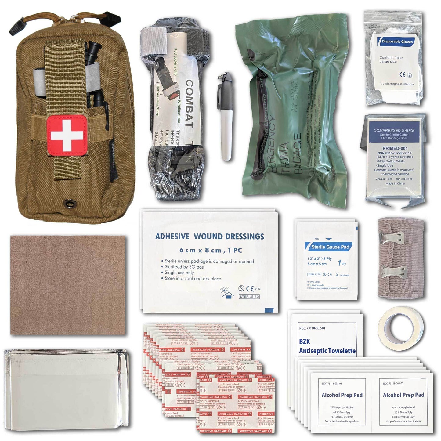 Field First Aid Kit (IFAK) | 44 Piece | Compact Personal First Aid Kit | Backpacking;  Camping;  Emergency;  Travel;  Tactical;  Go Bag;  Bug Out Bag;  72 Hour Kit;  Essentials;  Survival IFAK