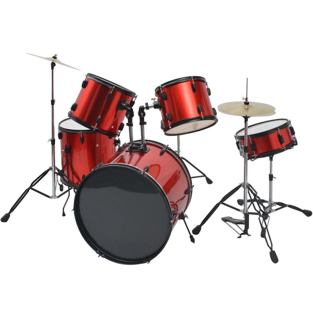 Complete Drum Kit Powder-coated Steel Red Adult