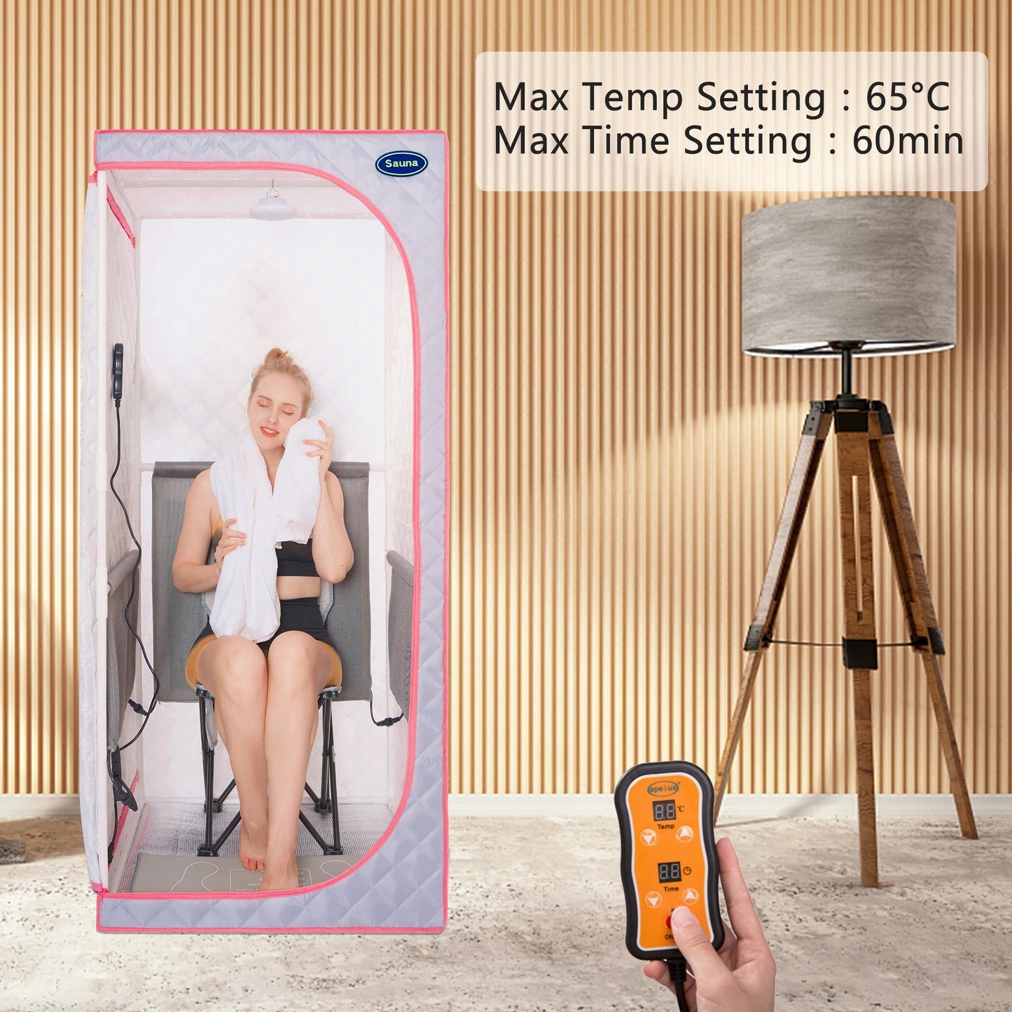 Portable Full Size  Infrared Sauna tent–Personal Home Spa;  with Infrared Panels;  Heating Foot Pad; Controller;  Foldable Chair ; Reading light.Easy to Install.Fast heating