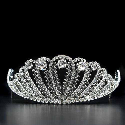 LO2114 - Imitation Rhodium Brass Tiaras & Hair Clip with Top Grade Crystal in Clear