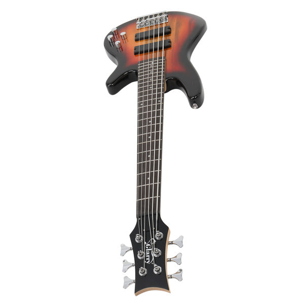 Glarry Full Size GIB 6 String H-H Pickup Electric Bass Guitar w/ Bag Strap Pick Connector Wrench Tool Sunset Color