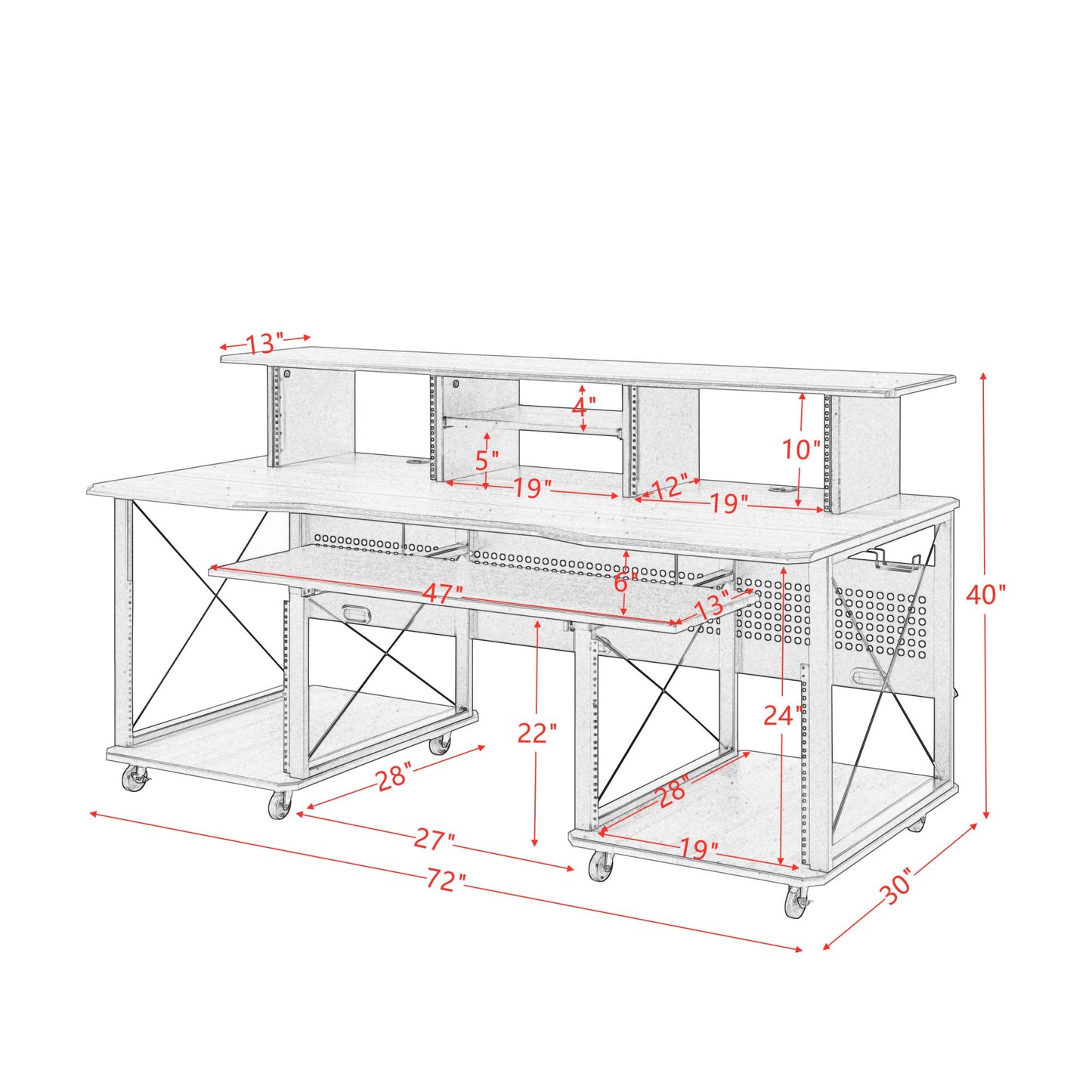 Megara Music Desk; Cherry &amp; Black Finish OF00988