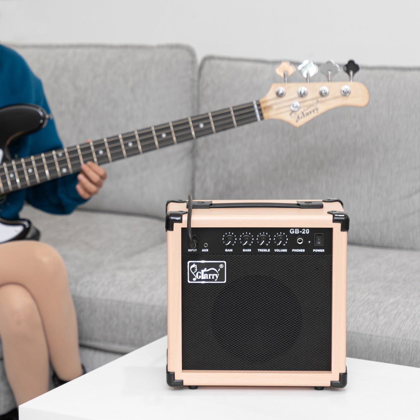 Glarry 20W GB-20 Electric Bass Guitar Amplifier Natural Color