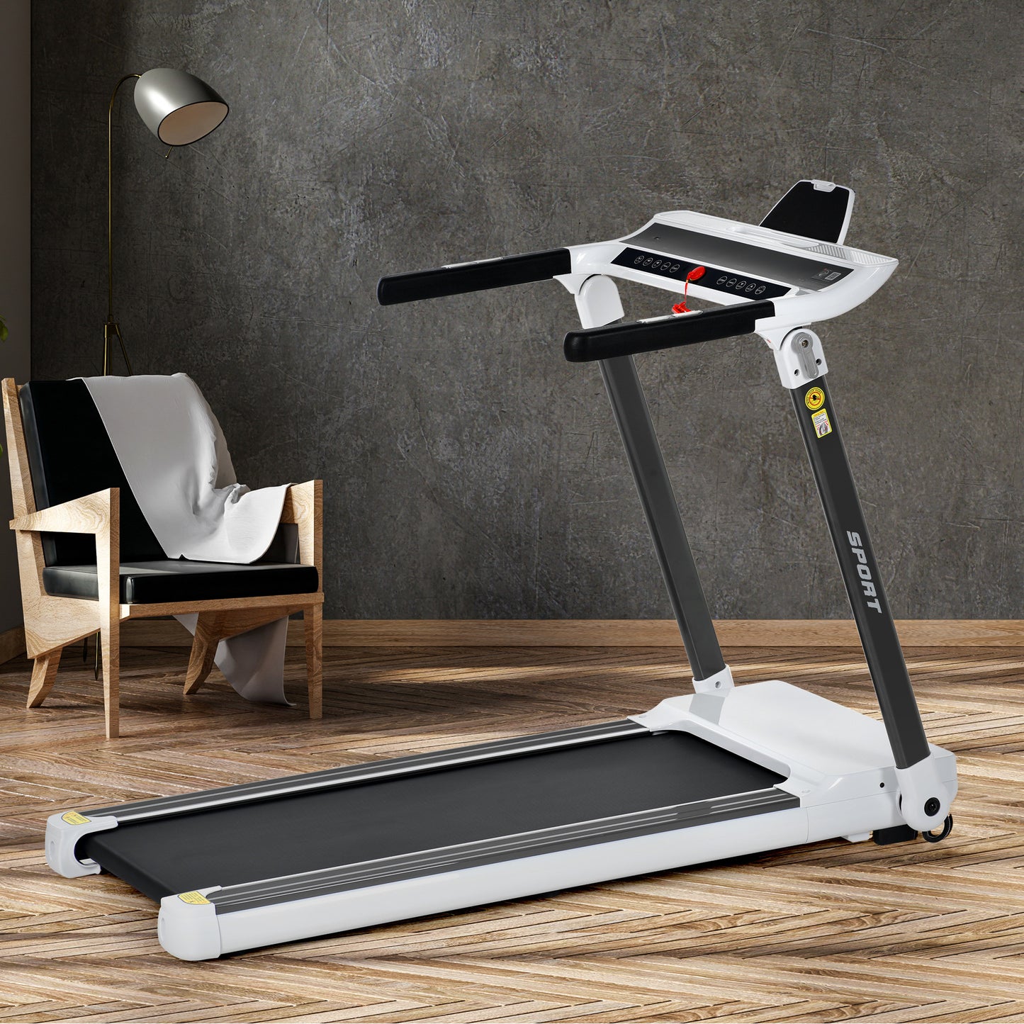 Portable Compact Treadmill;Electric Motorized 3.5HP;14KM/H;Medium Running Machine Motorised Gym 330lbs;Foldable for Home Gym Fitness Workout Jogging Walking;10% Incline ;Bluetooth Speaker APP FITIME