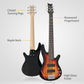 Glarry Full Size GIB 6 String H-H Pickup Electric Bass Guitar w/ Bag Strap Pick Connector Wrench Tool Sunset Color